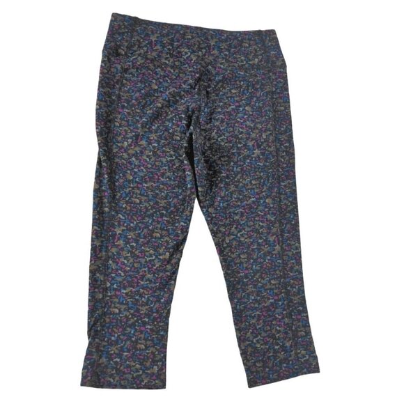 Nike Womens Dri Fit Cropped Leggings Medium Geometric Blue Purple Black - Picture 4 of 8